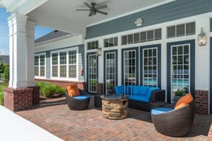 Seating area under a porch