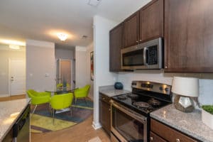 Modern kitchen stove and microwave