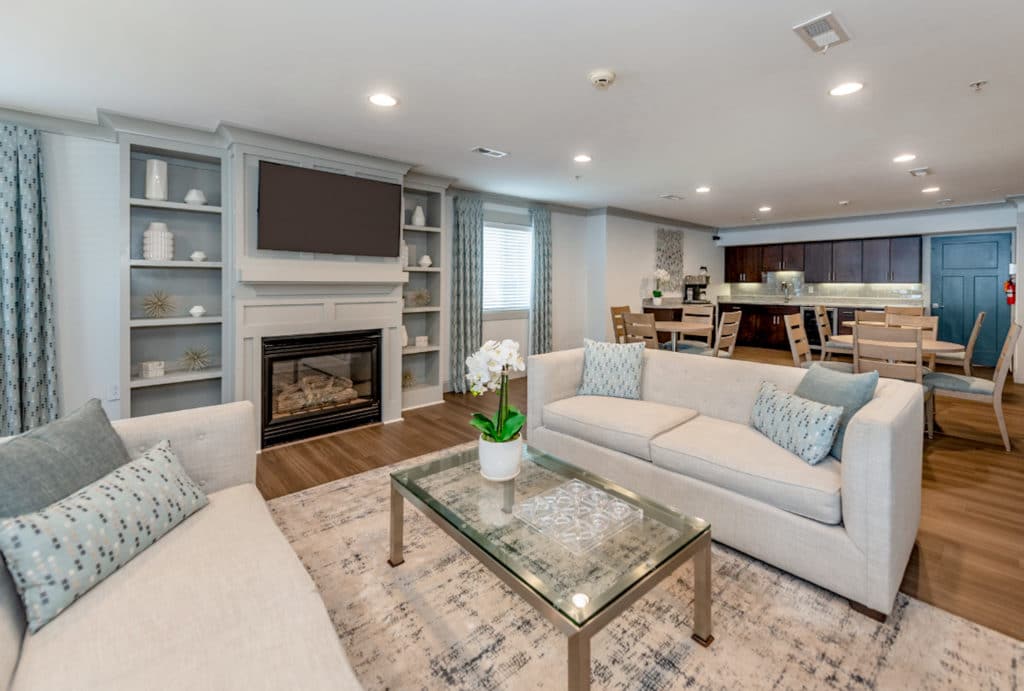 white couches in clubhouse